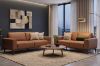 Picture of RHETT 3/2 Seater 100% Genuine Leather Sofa Range with Solid Wood Platform Base (Brown) - 3 Seater