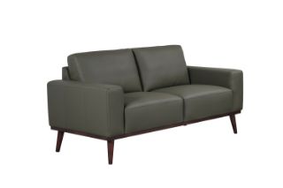 Picture of RHETT 3/2 Seater 100% Genuine Leather Sofa Range with Solid Wood Platform Base (Muted Green) - 2 Seater