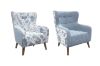 Picture of LUNORA Blue Accent Armchair/Sofa Chair with Floral Inner Seat