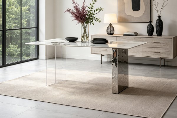 Picture of REGUS 1.6M Ceramic Top Acrylic Steel Leg Dining Table