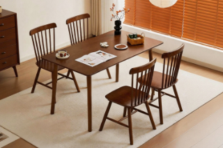 Picture of WINDSOR 5PC Solid Wood Dining Set (Walnut) - 150 Table with 4 Chairs