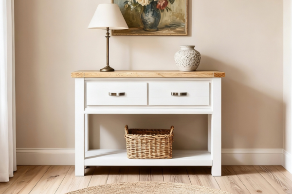 Picture of BRAMPTON 2-Drawer Solid Wood Console Table with Shelf