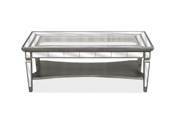 Picture of [FLOOR MODEL CLEARANCE] PALLIE Tempered Glass Top Segmented Mirror Coffee Table (122×61x47cm) 