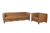 Picture of   [FLOOR MODEL CLEARANCE]VICTOR Tuxedo Style Full 100% Genuine Leather 4 Seater Sofa (Brown)