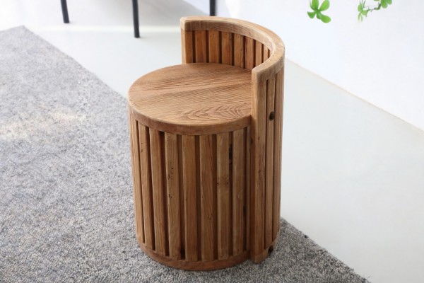 Picture of RILMOND Reclaimed Pine Wood Barrel Stool with Curved Half Backrest
