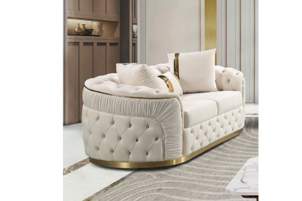 Picture of [FLOOR MODEL CLEARANCE]  PIEDMONT 2 Seater  Chesterfield Velvet Sofa (Beige)