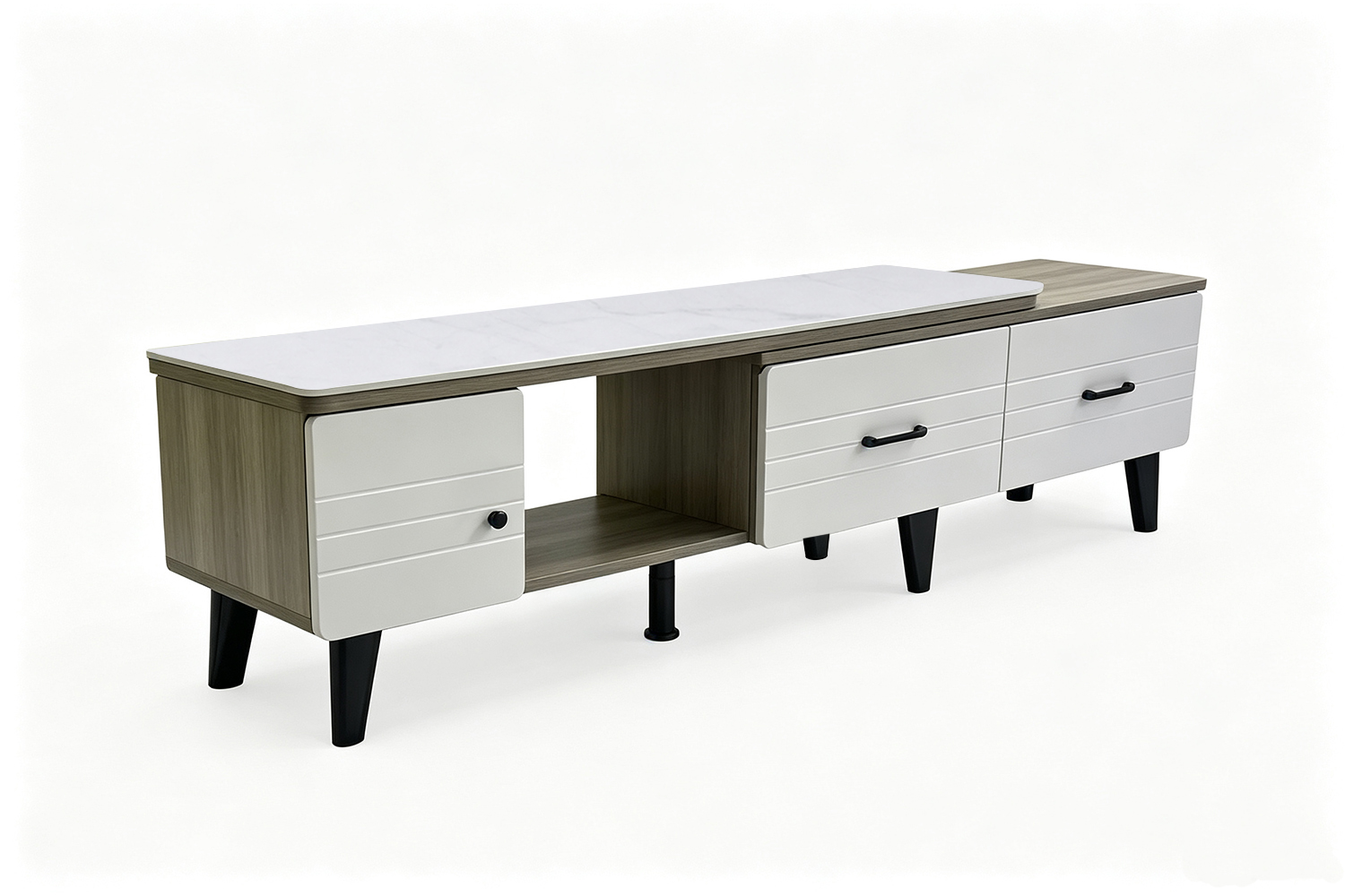 AVERON 120-170 Extension Sintered Stone Top TV Unit with 1-Door 2-Drawer
