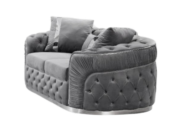 Picture of [FLOOR MODEL CLEARANCE] PIEDMONT 2 Seater Chesterfield Velvet Sofa Range (Grey)