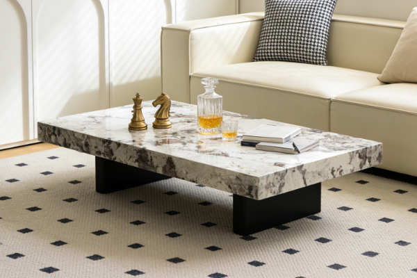 Picture of [FLOOR MODEL CLEARANCE]LUCIANO 140 Microcrystalline Stone Top Coffee Table (Light)