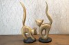 Picture of 650-048 Solid Teak Wood Cat Decorative Sculptures - Set of 2 (H38 & 40cm)