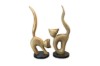 Picture of 650-048 Solid Teak Wood Cat Decorative Sculptures - Set of 2 (H38 & 40cm)