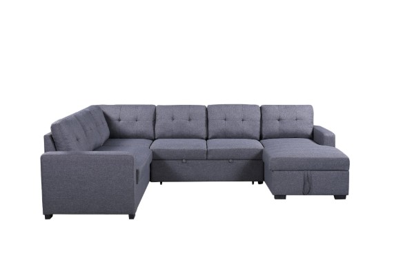 Picture of [FLOOR MODEL CLEARANCE] WINFLEX Fabric Sectional Pullout Sofa Bed (Grey) - Chaise Facing Right Sofa