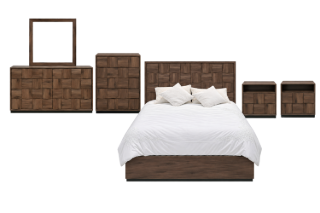 Picture of MERIDIAN Bedroom Combo Set in Queen Size with 3D Panel Design - 6PC Combo