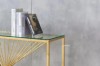 Picture of [FLOOR MODEL CLEARANCE] AUGUSTA Rectangle Clear Glass Hall Table with Golden Frame