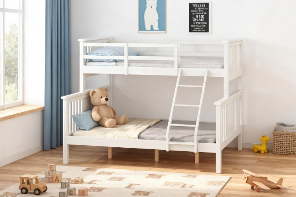 Picture of [FLOOR MODEL CLEARANC] FORESTER Solid Wood Single-Double Bunk Bed (White)
