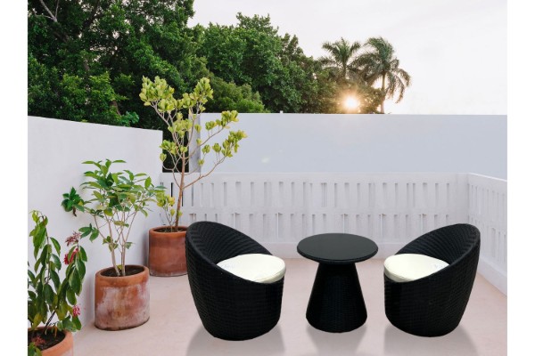 Picture of [FLOOR MODEL CLEARANC] AMALFI 3PC Aluminium Outdoor Lounge Table Set (Black)