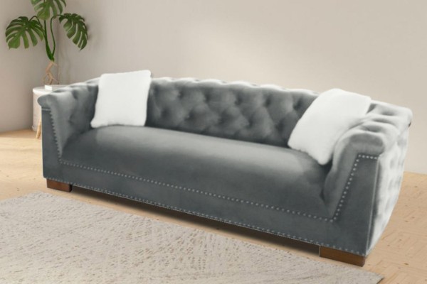 Picture of [FLOOR MODEL CLEARANC]MALMO 3-Seater Velvet Sofa with Pillows (Grey)