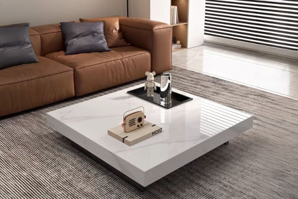 Picture of [FLOOR MODEL CLEARANC]GRAVITY Sintered Stone Top Coffee Table (White)