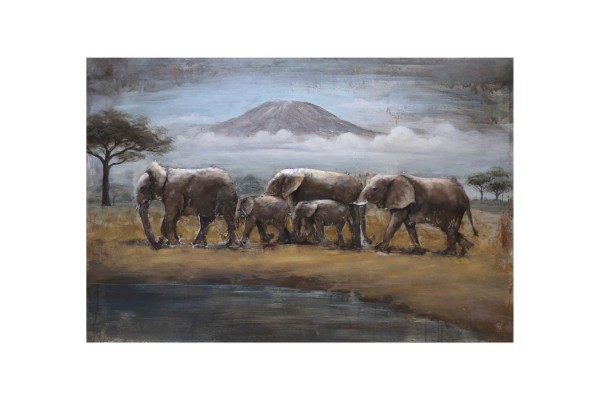 Picture of 399-005 3D Metal Wall Art (120x80cm) - Elephant